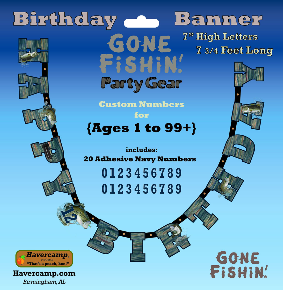 Gone Fishin' Happy Birthday Banner